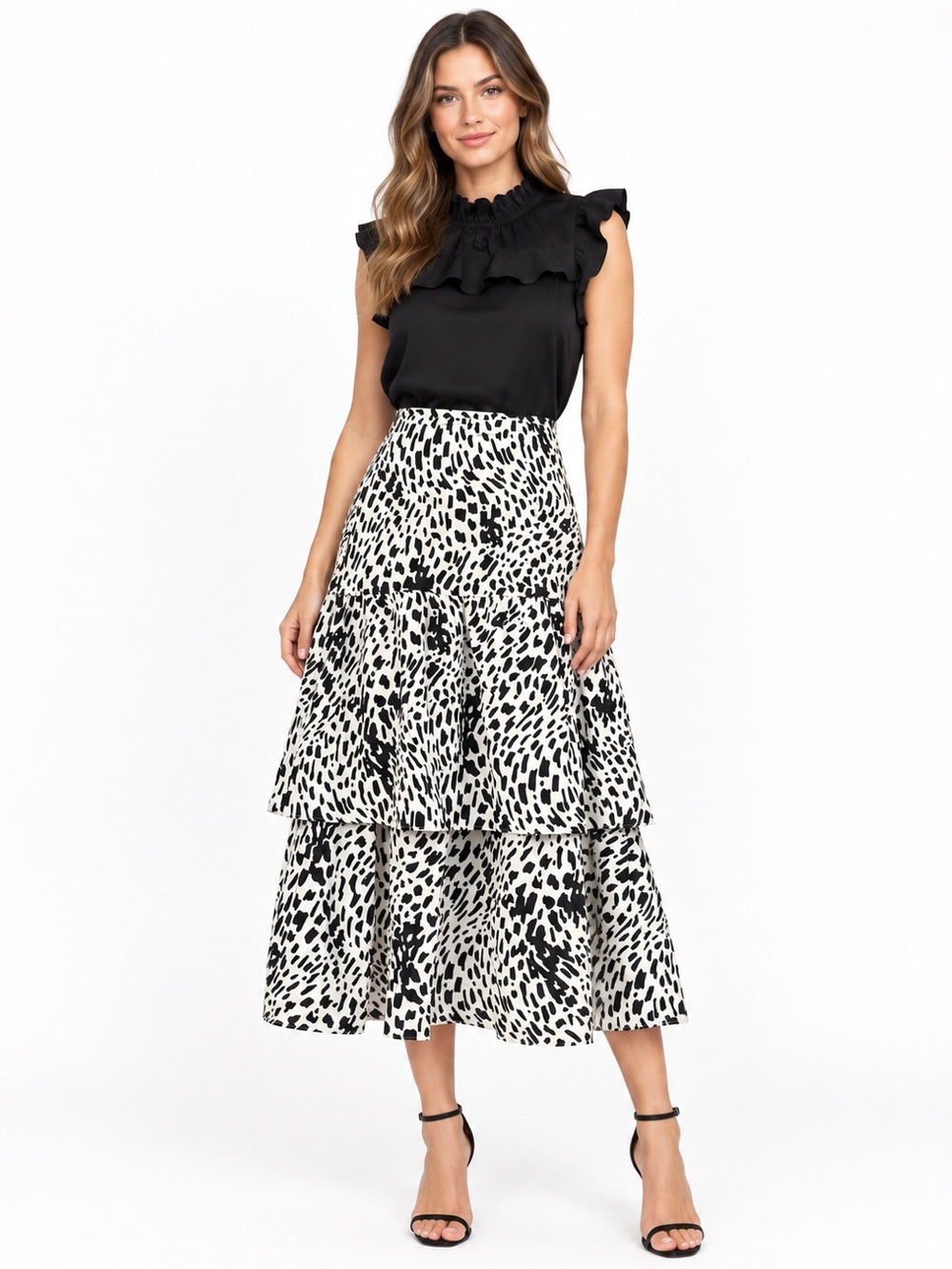 Lafayette 148 Zia 100% Silk Animal Print Midi Skirt 6